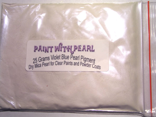 Large photo of violet blue pearl powder in 25 gram bag