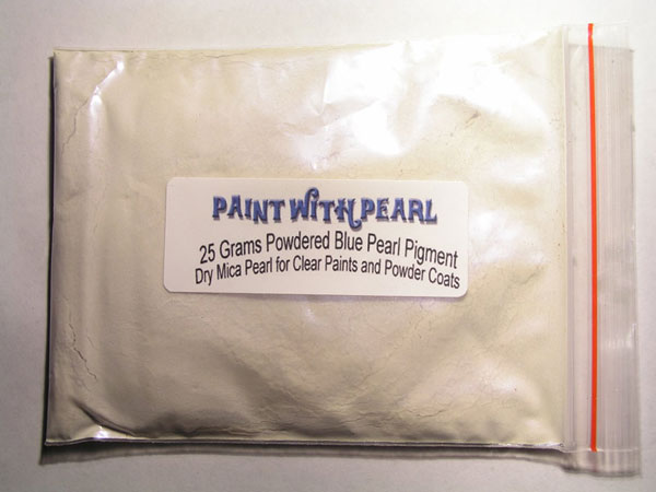 Large photo of blue pearl powder in 25 gram bag
