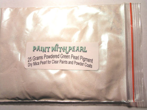 Large photo of blue pearl powder in 25 gram bag