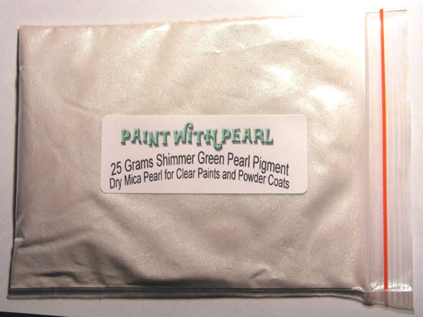 Large photo of green shimmer pearl powder in 25 gram bag