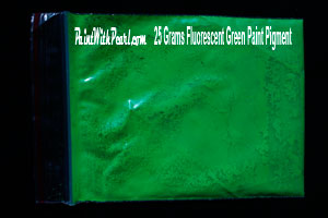 Green Fluorescent paint pigment available at paintwithpearl.com